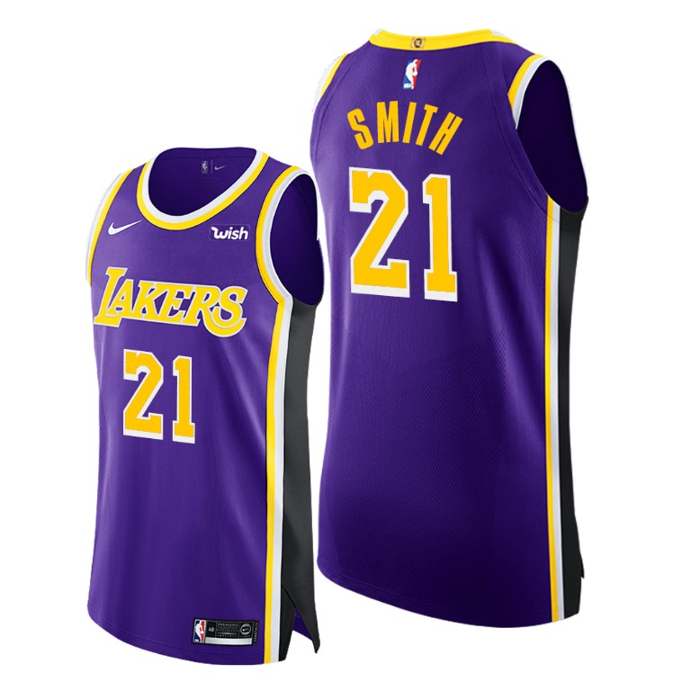Men's Los Angeles Lakers J.R. Smith #21 NBA Authentic Statement Edition Purple Basketball Jersey TFE4583OU